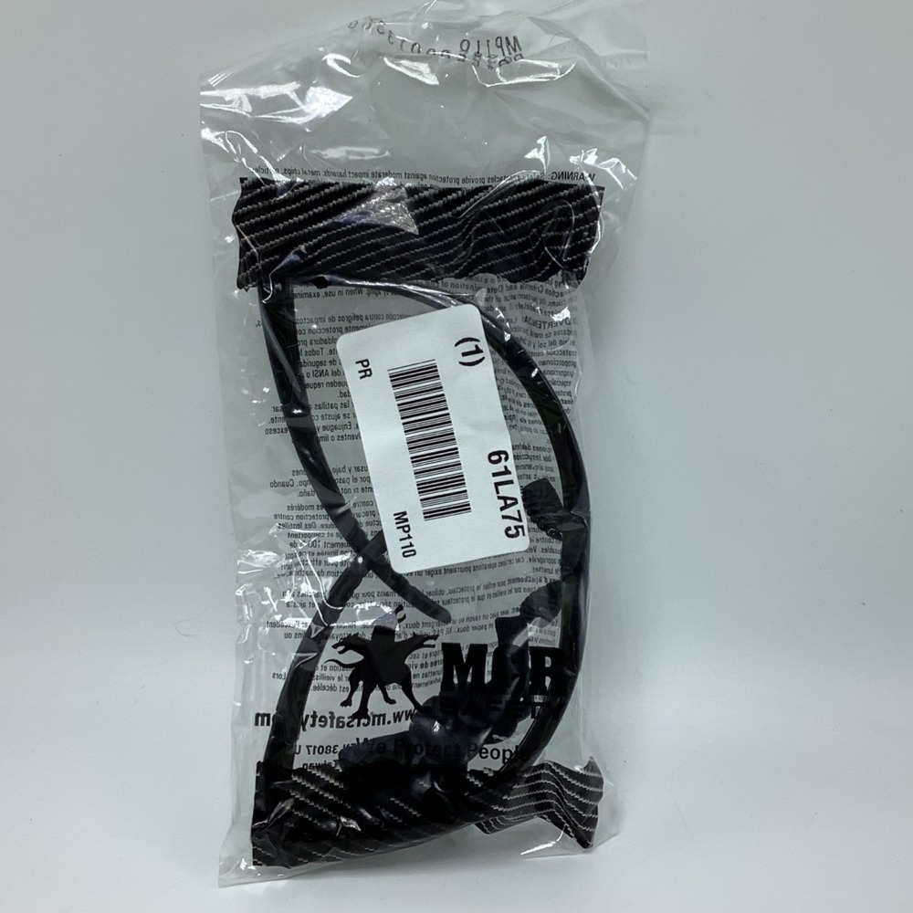 MCR Safety Glasses MP110 Black Frame Clear Lens w/ Cord New in Package‎ 61LA75
